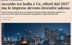 Accordo UE–India: l'intervista del Presidente della IICCI, Alessandro Giuliani, al Sole 24 Ore