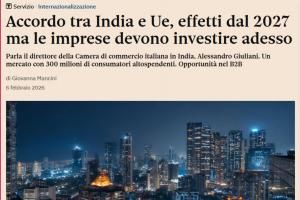 Accordo UE–India: l'intervista del Presidente della IICCI, Alessandro Giuliani, al Sole 24 Ore